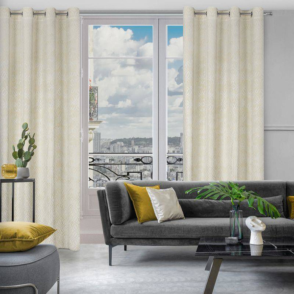 Zavjesa od baršuna sa osjenčanim srebrnim i zlatnim uzorkom u boho stilu 140x250 Areta