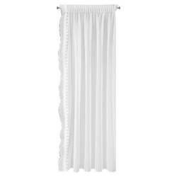 Set od 2 bijele zavjese ukrašene čipkom s biserima, uključujući špagu, 140x270 cm LARIS traka