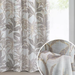 Zavjesa od poluprozirne tkanine ukrašena sjajnim printom, 135x250 cm, zlatne rupice - ANELI