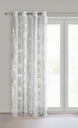 Bijelo-srebrna mrežasta zavjesa s biljnim motivom, 140x250 cm - DELIA