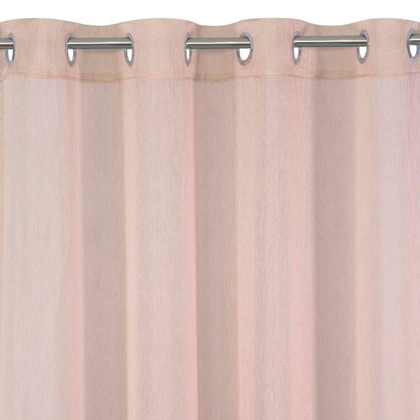 Ružičasta zavjesa sa strukturom fine kiše, horizontalni uzorak 140x250 Rebecca na ušicama, krugovi