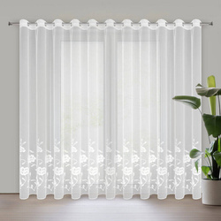 Bijela zavjesa od fine mreže ukrašena izvezenim cvijećem, 350x250 cm, NATALI 