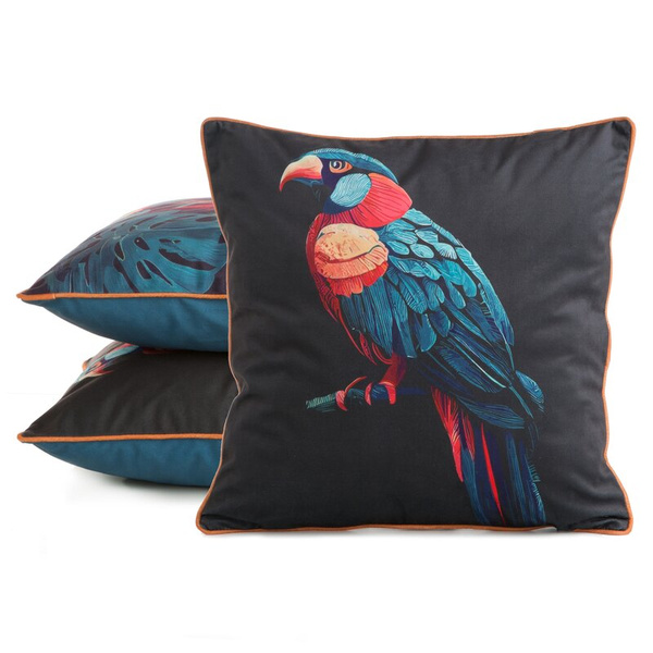 PREMIUM dvostrana jastučnica 45x45 od mekog baršuna s cvjetnim motivom i rubnim detaljima VELVET