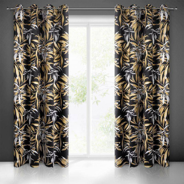 PIERRE CARDIN zavjesa od mekog baršuna s printom grančica 140x250 cm bež, crna Zoja