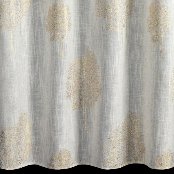 Zavjesa od prirodnog tkanja ukrašena konveksnim uzorkom drveća, 140x250 cm - SALINA s dodatkom lana