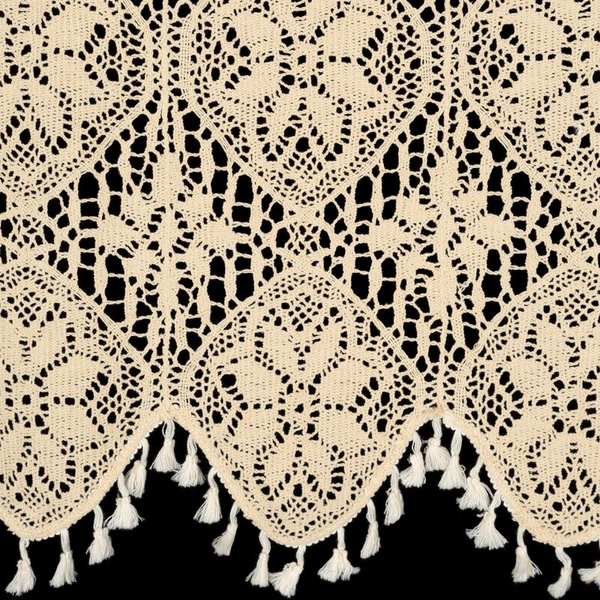 Kuhinjska zavjesa u boho stilu ukrašena suptilnim resama 150x60 cm MOLY tunel