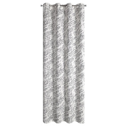 Zavjesa od tkanine s dodatkom lana, ukrašena printom, 140x250 cm,