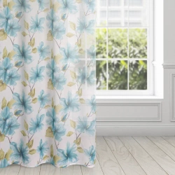 Zavjesa od svijetlog etamina sa printom cvijeća, poluprozirna 140x250 Sofia