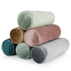 Ukrasni jastuk, valjak 15x45 od baršuna s kontrastnim rubom Gaja