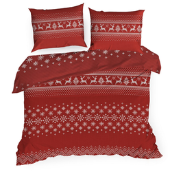 Božićna posteljina s printom pahuljama i sobova 140x200 mikrovlakno Noel