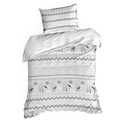 Božićni set posteljine 140x200 cm od pamučnog satena, bijele boje, ukrašen suptilnim printom TASHA