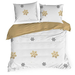 Božićna posteljina s pahuljama 220x200 od visokokvalitetnog pamučnog satena ANGLEL 01