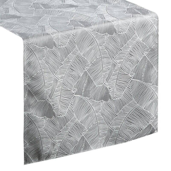 Sivi nadstolnjak 40x140 sa jacquard uzorkom listova banane Isla