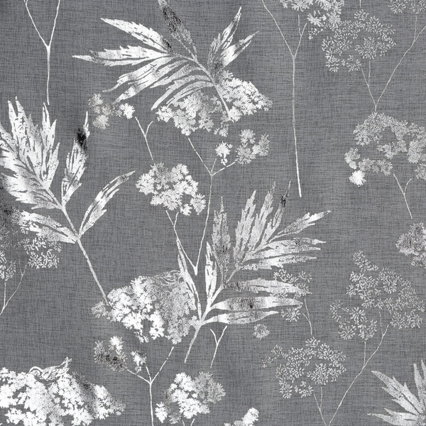 Bijelo-srebrna mrežasta zavjesa s biljnim motivom, 140x250 cm - DELIA