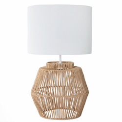 Lampa dekorativna bijela u boho stilu na bež podlozi koja imitira ratan Frida 35x60