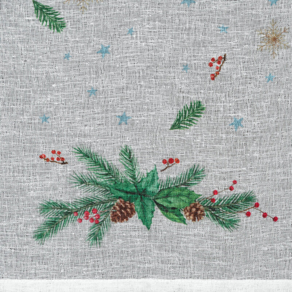 Bijelo-zelena kuhinjska zavjesa od gaze s božićnim printom, 150x90 cm - Xmas 4