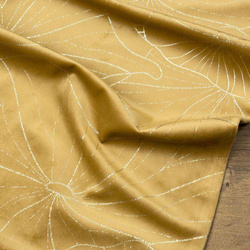 Nadstolnjak od baršuna s nježnim svijetlozlatnim listovima lopoča  35 x 220 cm Blink 18