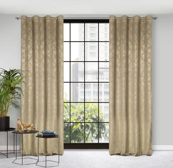 Zavjesa od baršuna sa osjenčanim srebrnim i zlatnim uzorkom u boho stilu 140x250 Areta