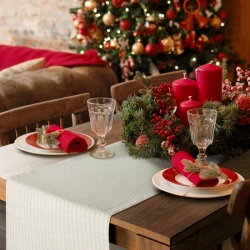 Božićni stolnjak za stol od karirane jacquard tkanine sa zlatnim koncem 40x140 Flash