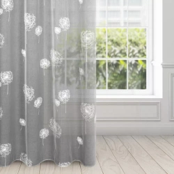 Siva zavjesa s motivom maslačka, izrađena tehnikom reljefnog tiska, 140x250 cm - SABINE