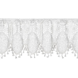 Ažurirana zavjesa za kuhinju 150x30 u boho stilu ukrašena suptilnim resama Moly