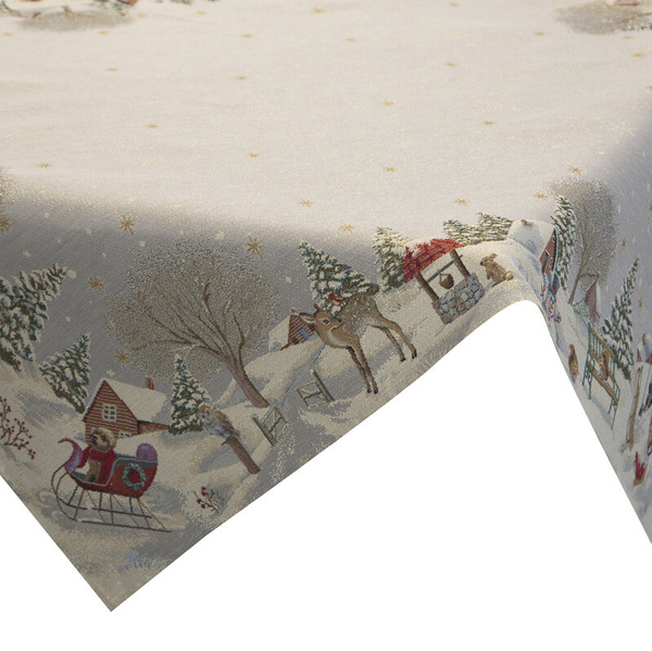 Božićni tapiserijski stolnjak 100x100 cm ukrašen božićnim motivom