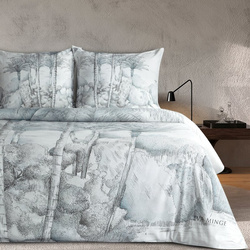 Posteljina 160x200 cm od  egipatskog pamučnog makosatina, s dizajnerskim printom Eve Minge