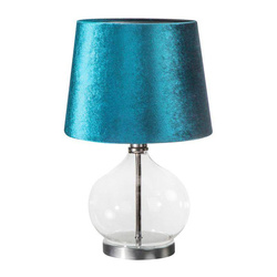 Stolna lampa JOY na lukovičastoj podlozi od prozirnog stakla sa sjajnim baršunastim abažurom