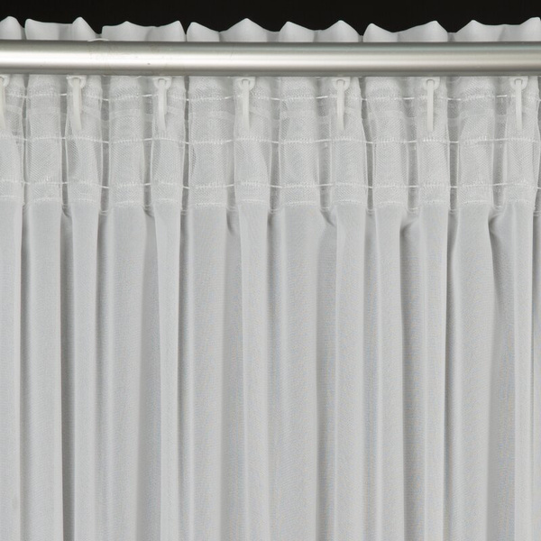 Bijela šifonska zavjesa ukrašena aplikacijom, uključena s uzicama, 400x160 cm - LORETA