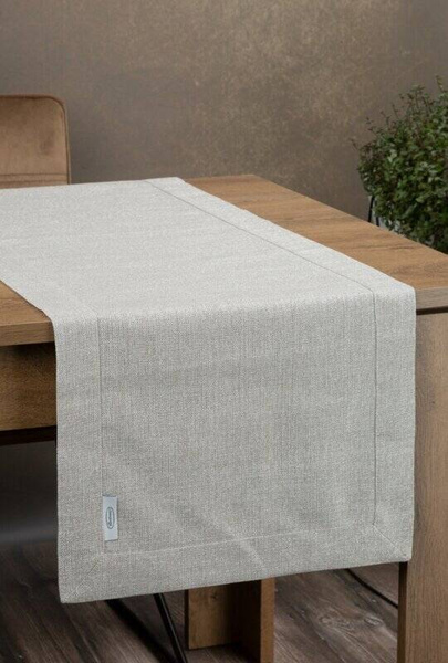 Nadstolnjak 40x140 s lanenim tkanjem i sjajnim koncem, završen dvostrukom trakom na rubovima BIANCA 2