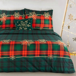 Božićna posteljina s kariranim printom i pahuljama 140x200 mikrovlakno Star