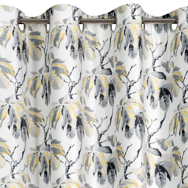 Zavjesa od mekog baršuna ukrašena printom listova kestena 140x250 Melisa