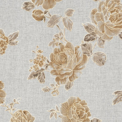 Zavjesa 140x250 ukrašena printom ruža s dodatkom zlata, izrađena od gaze, MELA 