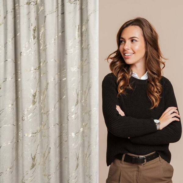 Gotova zavjesa 140x270 od baršuna ukrašena sjajnim mramorom Molly