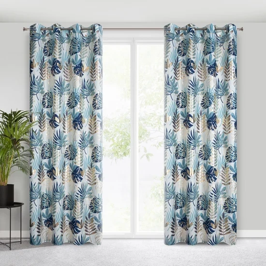 Zavjesa 140x250 s motivom egzotičnog lišća i sjajnim printom Malta