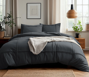 Set posteljine od mikrovlakana dimenzija 240x220 s efektom pranja i prošivenim volanima. Washed Tufted