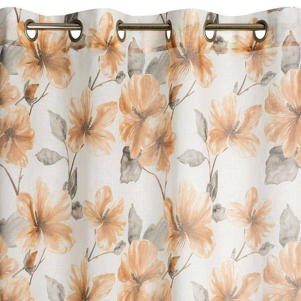 Zavjesa od svijetlog etamina sa printom cvijeća, poluprozirna 140x250 Sofia