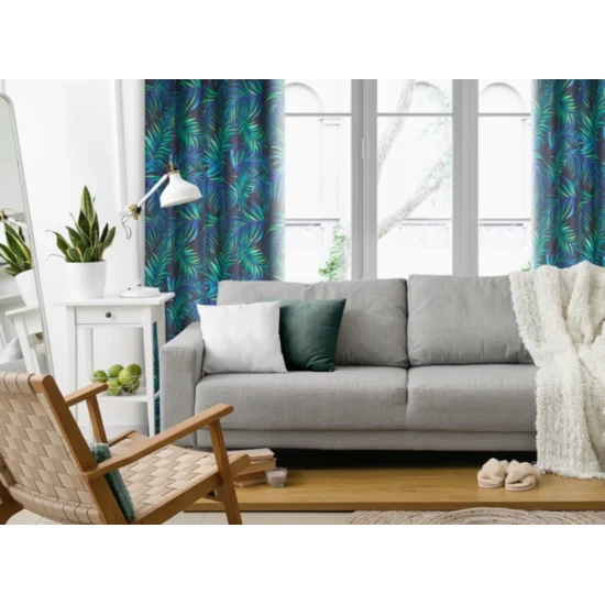 Baršunasta zavjesa 140x250 s printom palminog lišća Palms