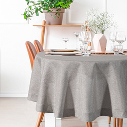 Okrugli stolnjak s lanenim tkanjem i sjajnim koncem, završen dvostrukom trakom na rubovima ∅ 180 cm Bianca 2