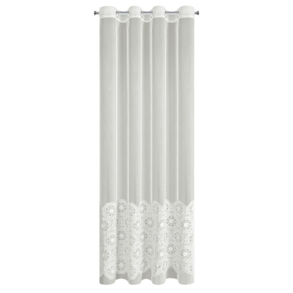 Zavjesa od peruanske tkanine ukrašena aplikacijom prirodna boja 140x250 cm - LIZA