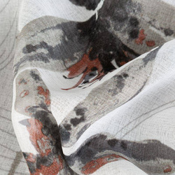 Zavjesa od etamina s printom egzotičnog lišća, polprozirna 140x250 Aida