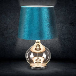 Stolna lampa JOY na lukovičastoj podlozi od prozirnog stakla sa sjajnim baršunastim abažurom