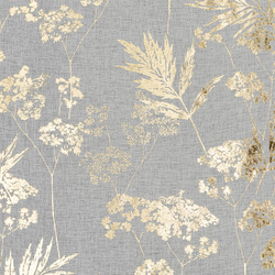 Bijelo-zlatna mrežasta zavjesa s biljnim motivom, 140x250 cm - DELIA