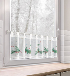Bijelo-zelena kuhinjska zavjesa od gaze s božićnim printom, 150x30 cm - Xmas 4