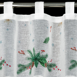 Bijelo-zelena kuhinjska zavjesa od gaze s božićnim printom, 150x30 cm - Xmas 4