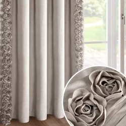 Ekskluzivna baršunasta zavjesa ukrašena 3D aplikacijom ruže 140x270 cm traka - ROSES Eva Minge