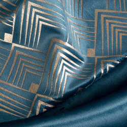 Baršunasta zavjesa s ukrasnom trakom i svijetlozlatnim geometrijskim printom na gornjem dijelu 140x250 Elen