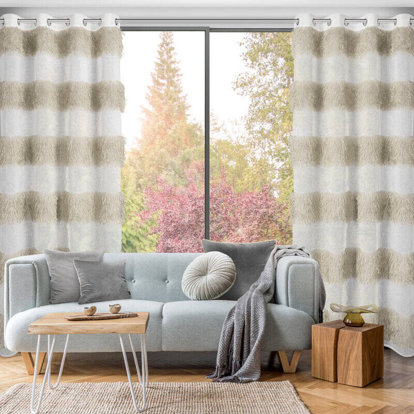 Zavjesa 140x250 od gaze ukrašena moher koncem Margaret 3