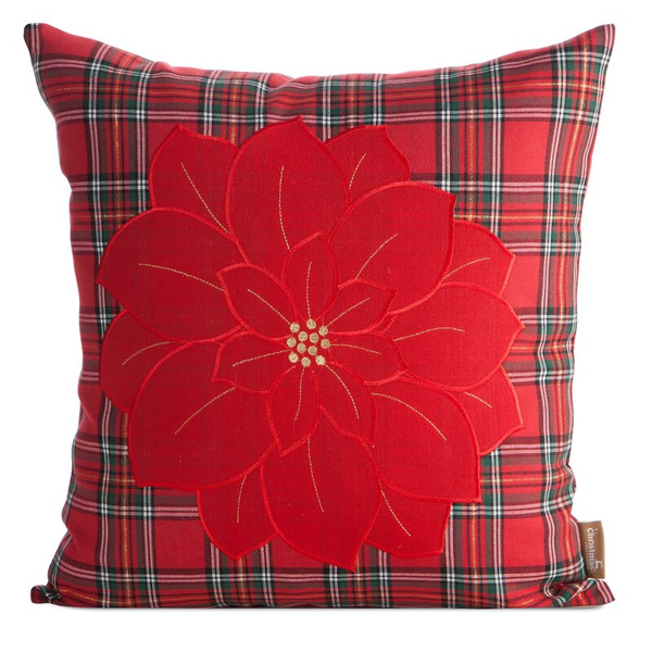 Božićna jastučnica 45x45 cm s kariranim uzorkom i vezom