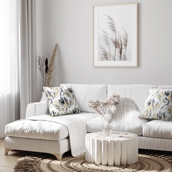 Jastučnica od mekog baršuna ukrašena printom listova kestena Melisa